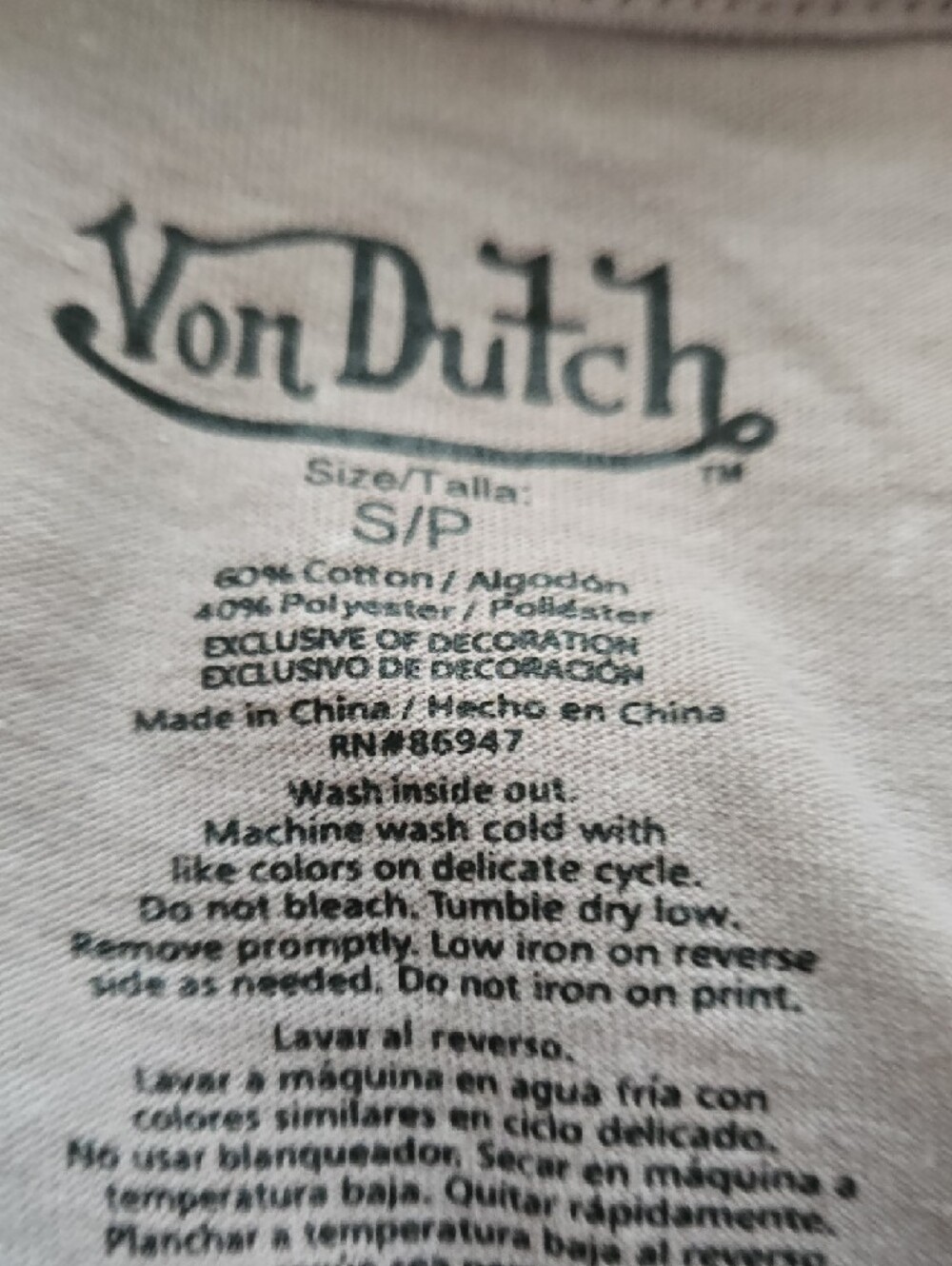 Von Dutch Lavender Mineral-Wash Logo Tee  Unisex Size S NWT - Picture 3 of 3